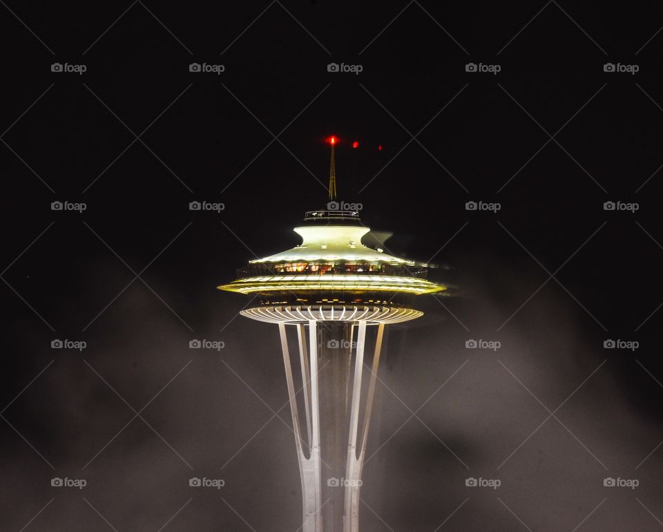 Space Needle Evening. Evening Image of the Space Needle taken from the Hyatt Hotel.