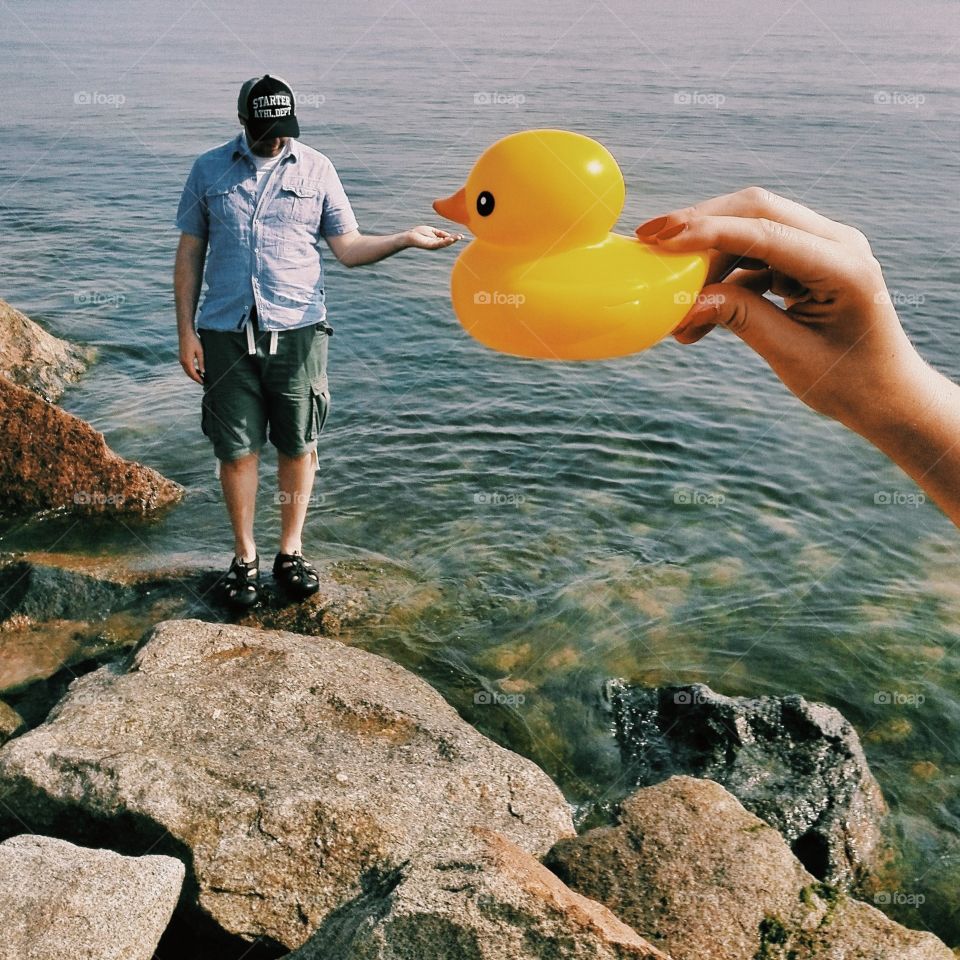 Yellow duck and its friend