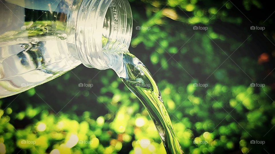 Water bottle in  motion