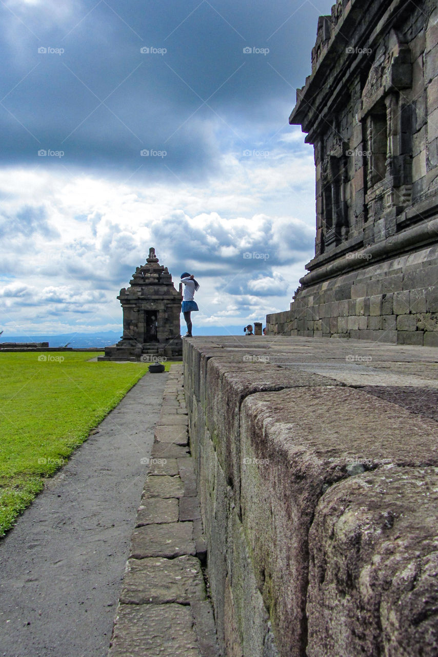 In the corner of ancient temple