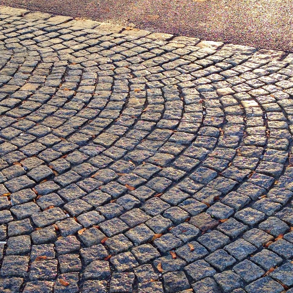 High angle view of cobblestones