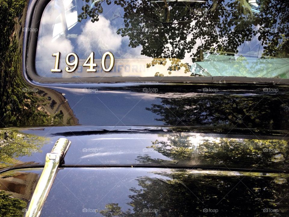 Rear view of vintage car