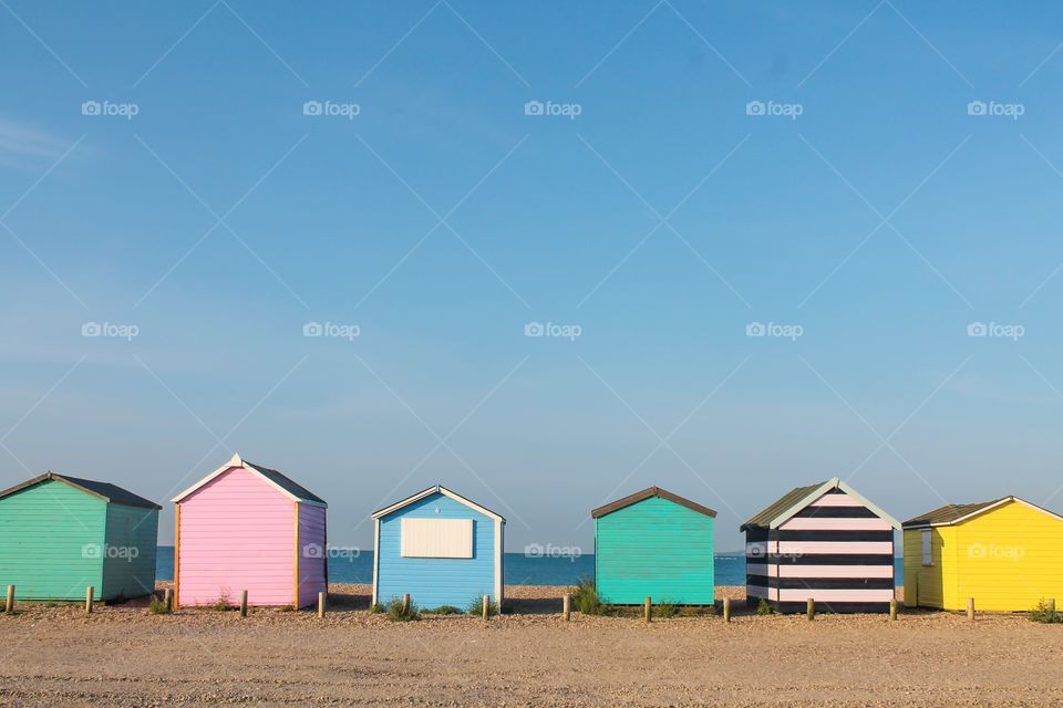 Colorful beach house on the beach