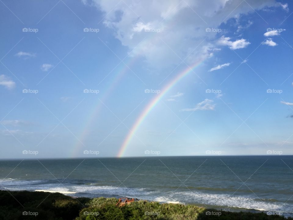 Double rainbow at the beach