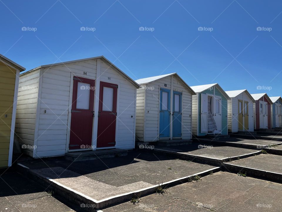 Beach huts on a Devon beach
