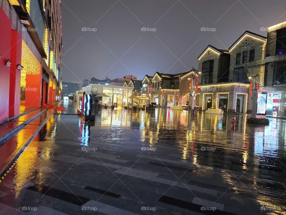 Hangzhou, China nightscape during quarantine