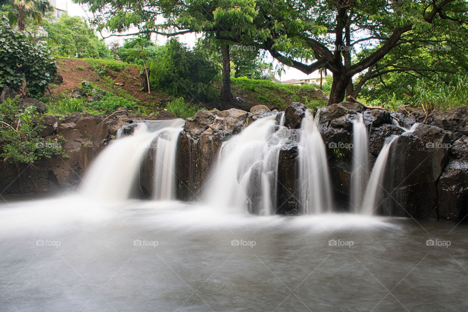 Scenic view of waterfall