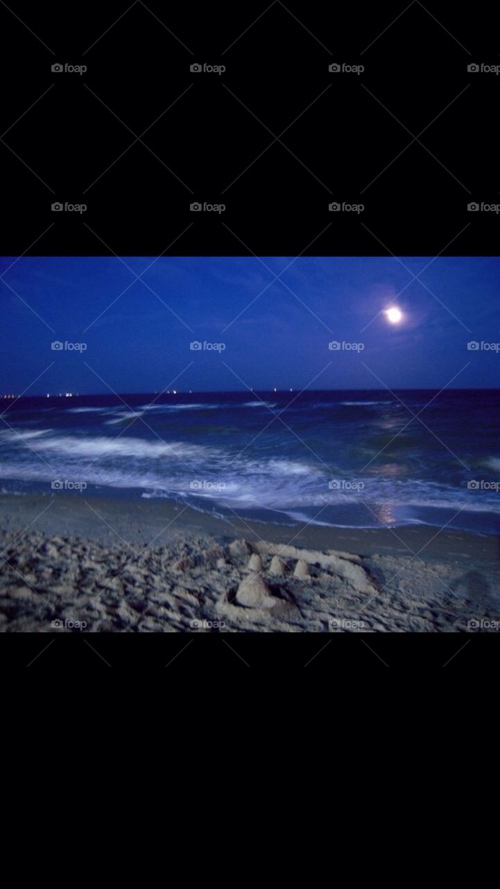 water sea moon shore by gingersleetsnow