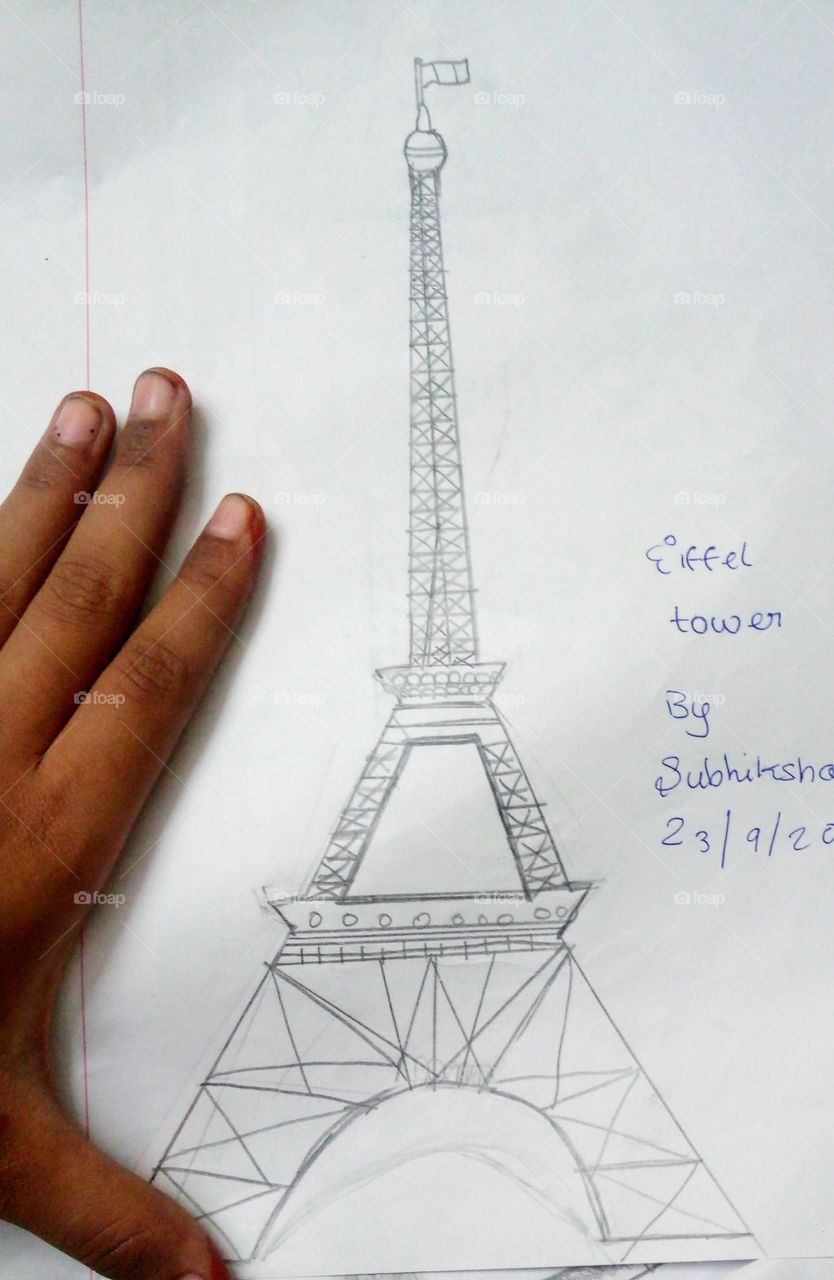 Eiffel tower pencil art