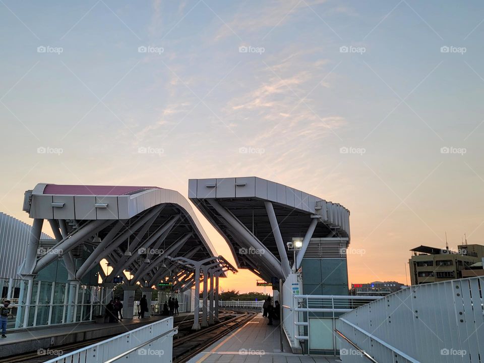 Elevated light rail station platform in Taiwan