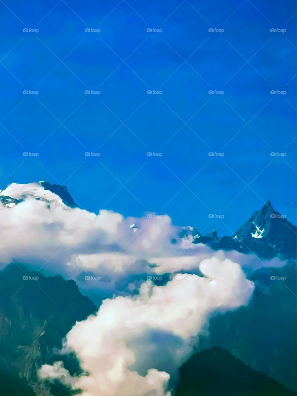 Clouds hovering on the mountain