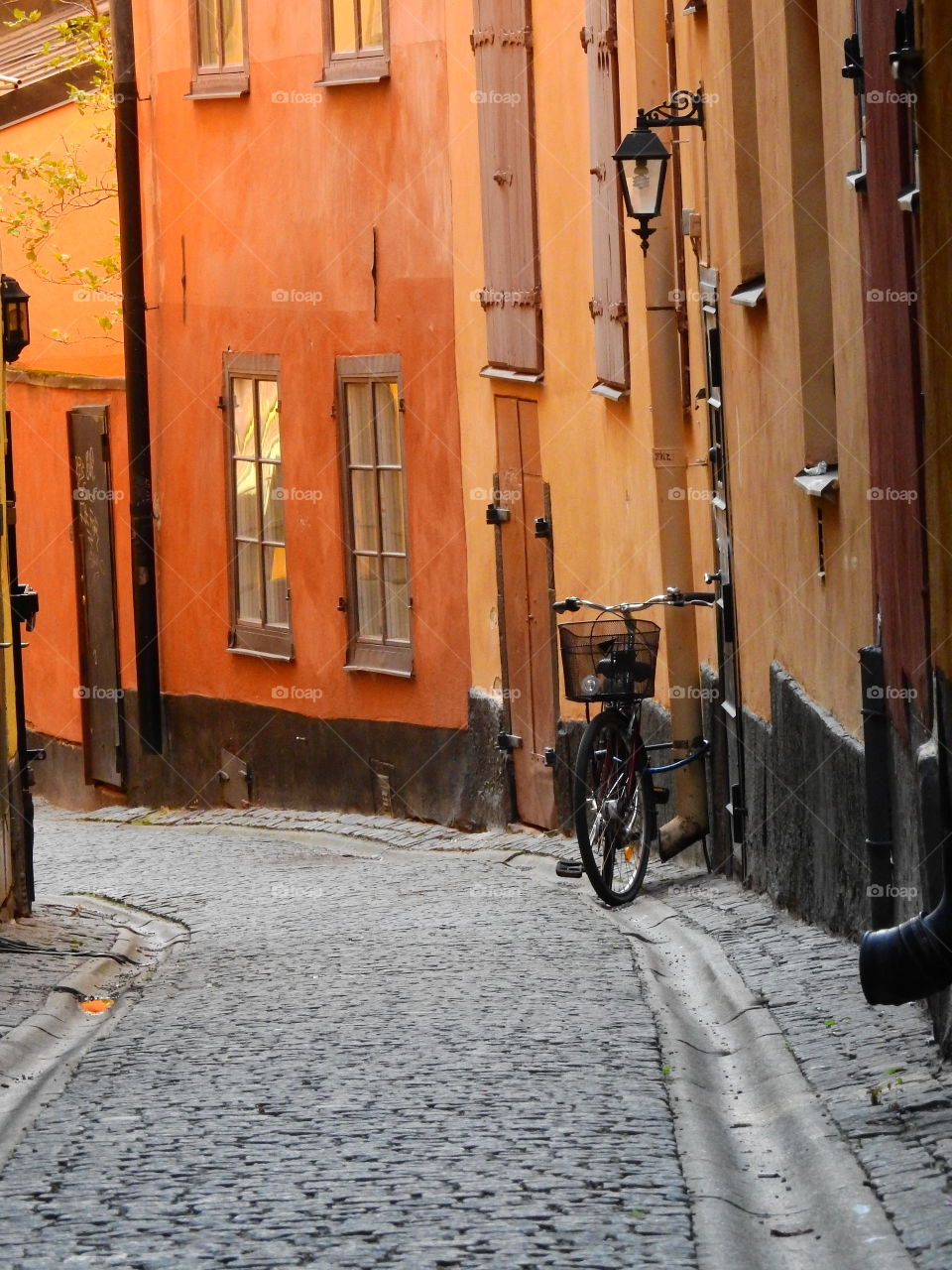 Cobblestone street in Old Town Stockholm