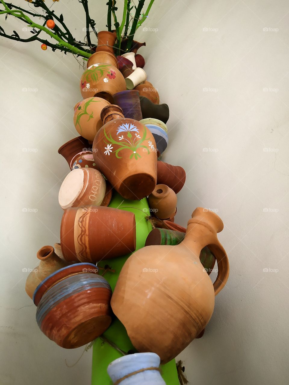 Wood in the form of different pottery