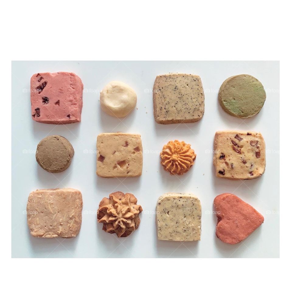 Assorted homebake cookies in different sweet and savoury flavours 