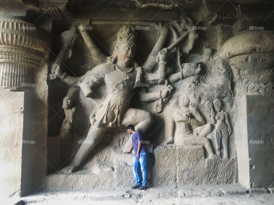 Stone Relief in Ellora caves India