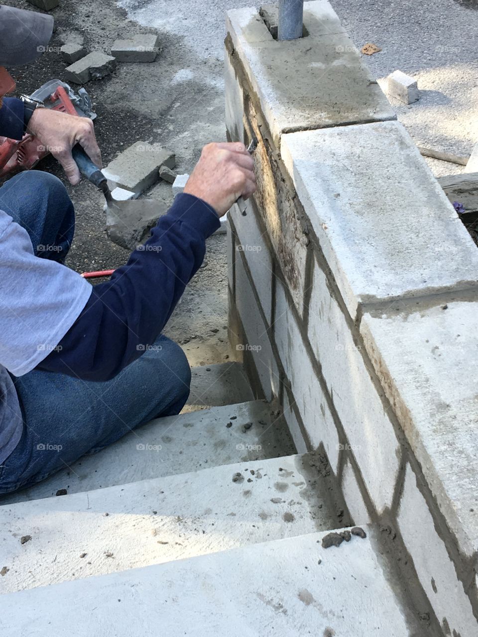 Hand made steps & cementing.