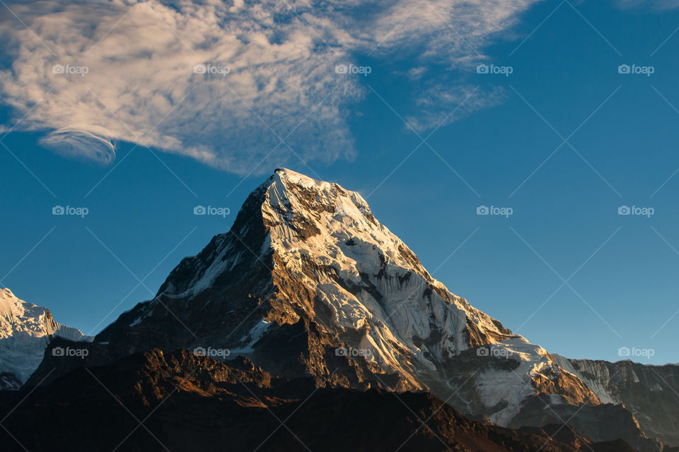 Shining Mount Annapurna at Nepal