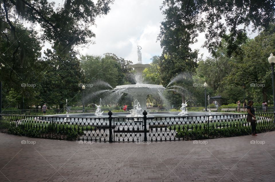 Forsyth park fountain in Savannah, Georgia. 