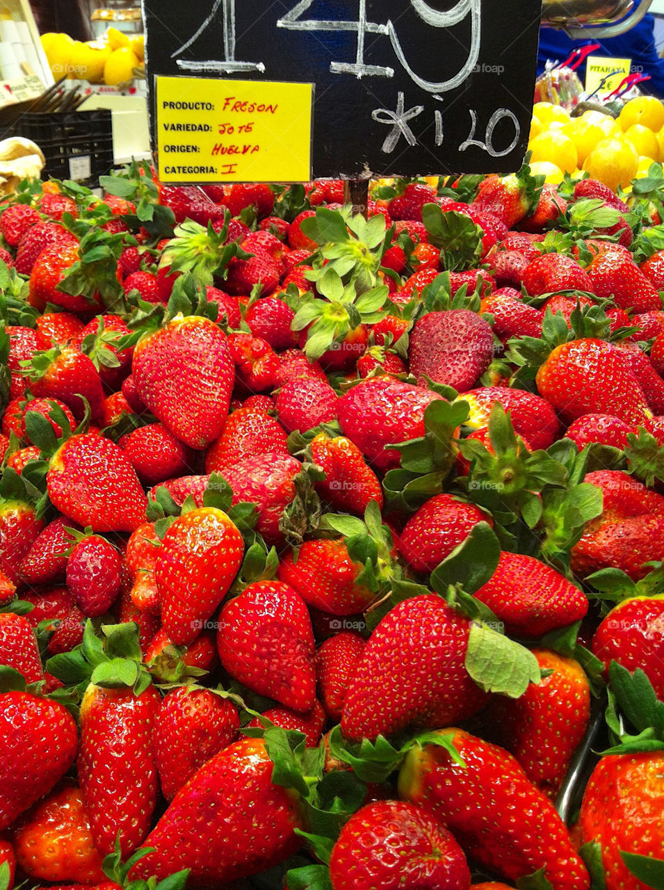 strawberry fruit barcelona market by hegophoto