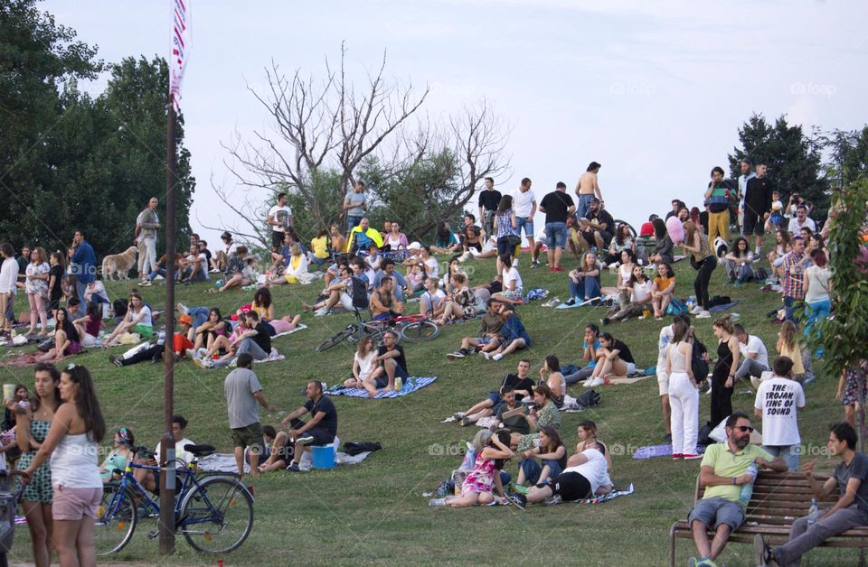 People on the grass in the park