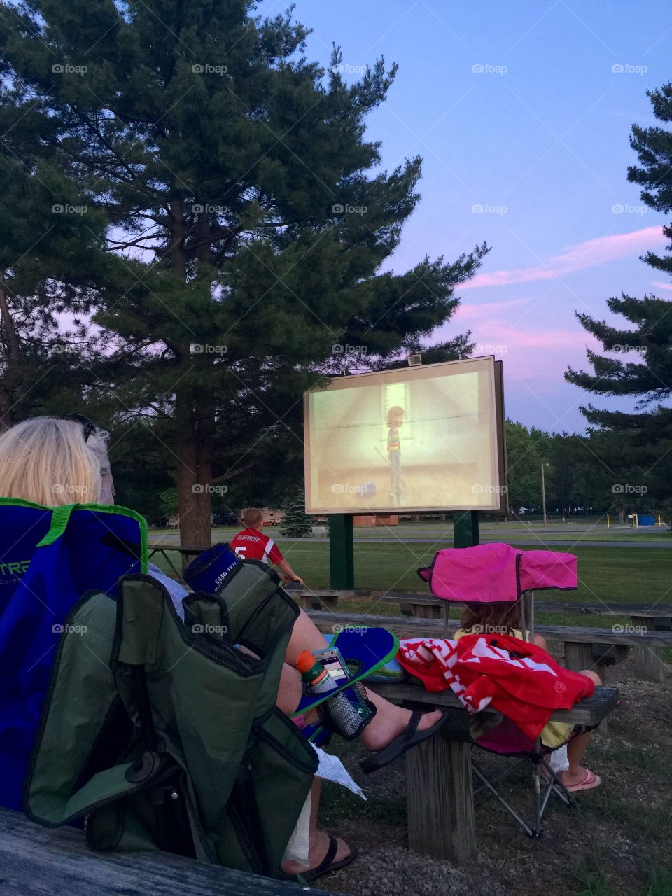 Watching Inside Out on the big screen at the campgrounds 