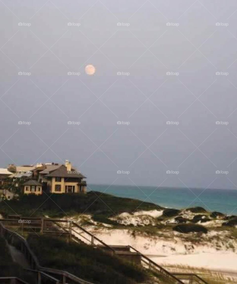 Beach and the full moon 
