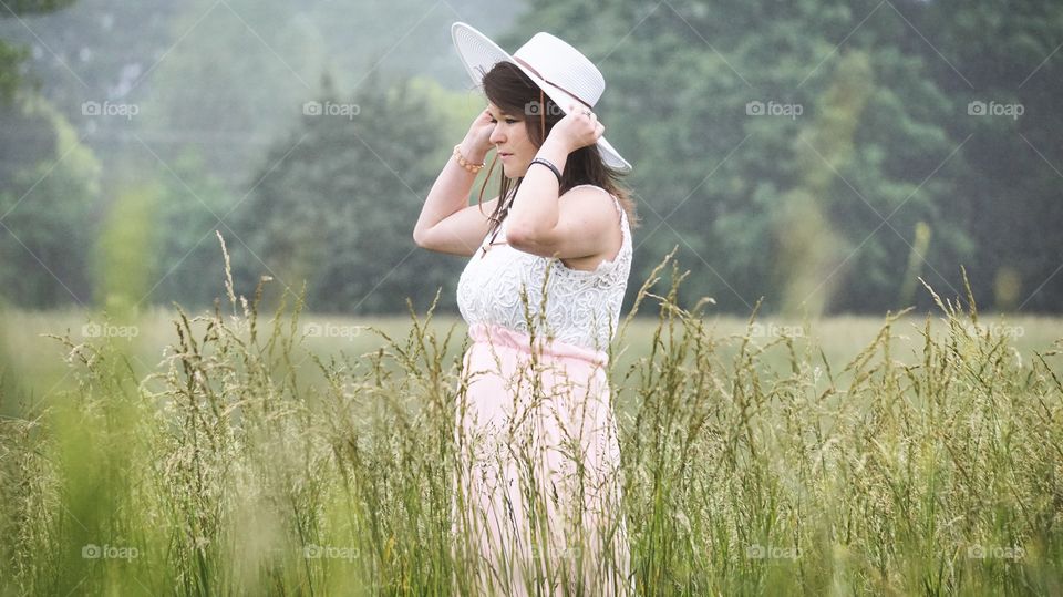 My wife in a field 