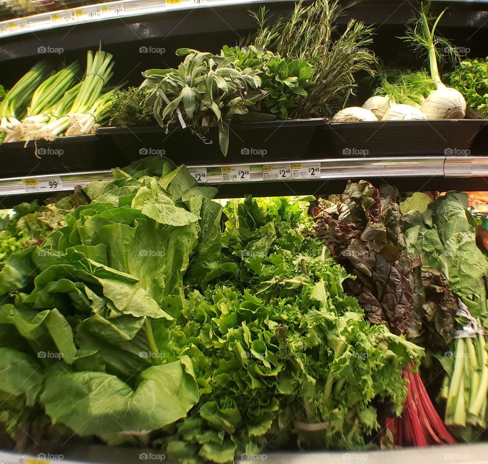 Fresh Green Produce on Shelf