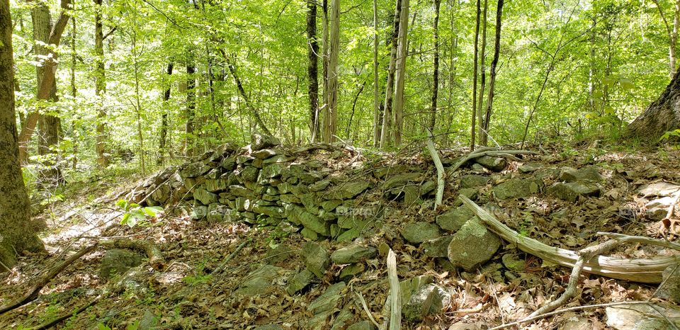 Rock wall built by war prisoners during in ww2.
