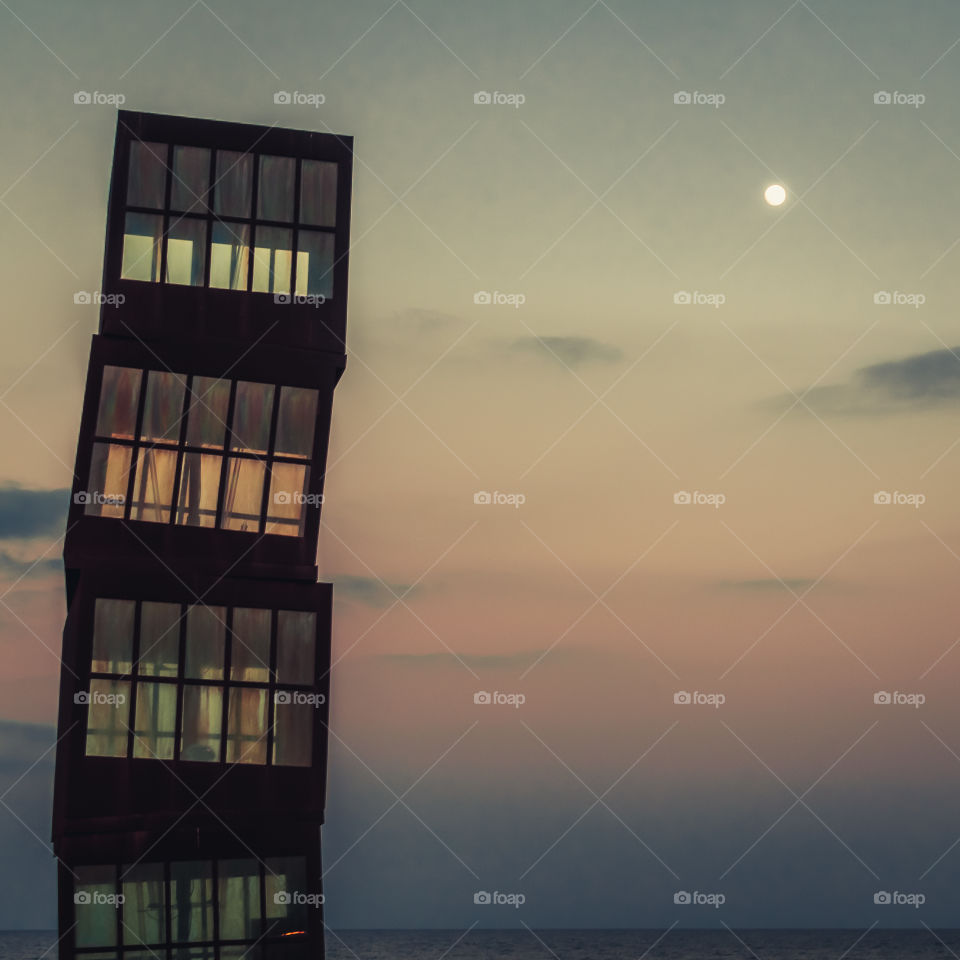 Sunset on ArtBlock in Barcelona 