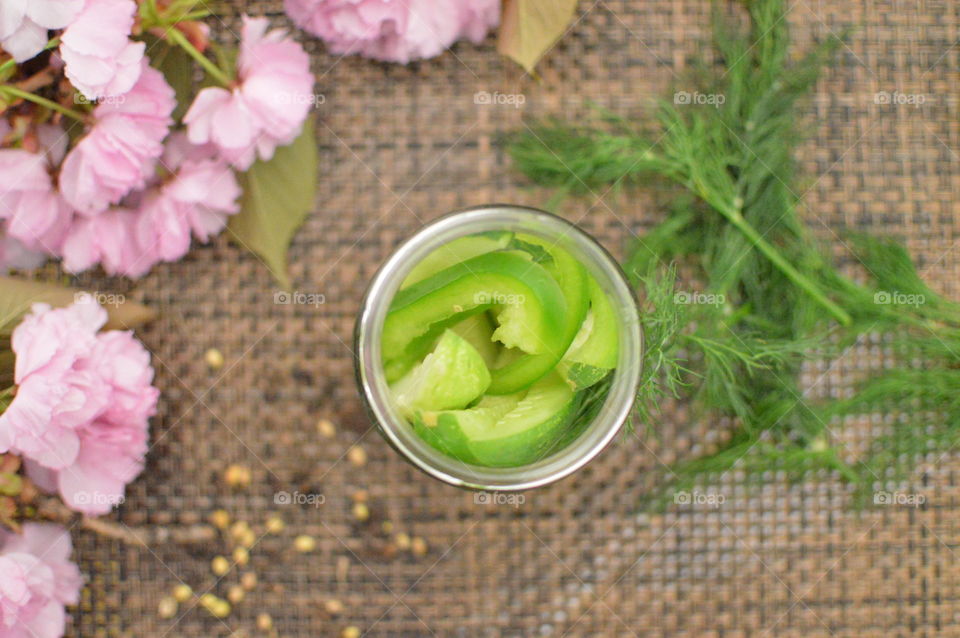 High angle view of cucumber pickle