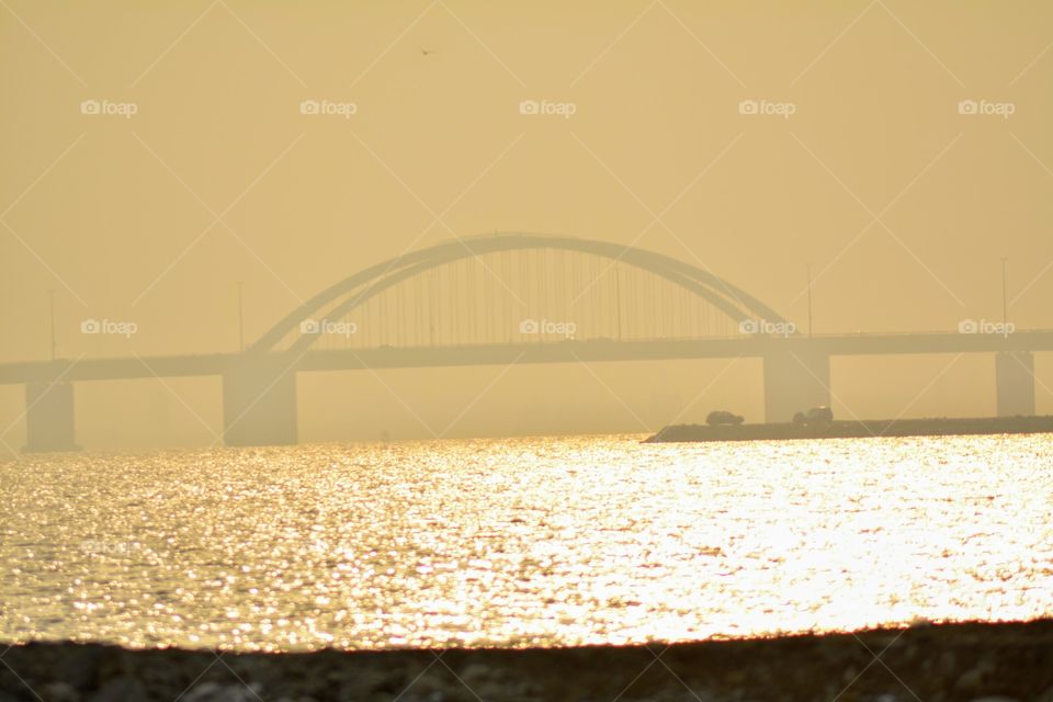 Bridge in Bahrain with sunrise