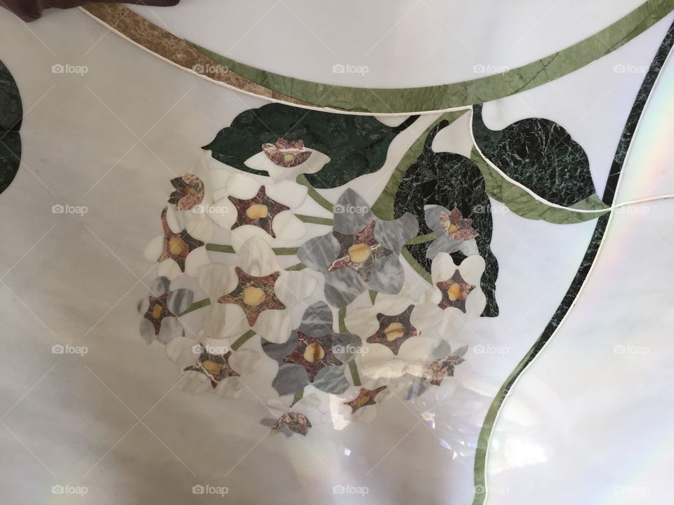 Floral designed tiles at Grand Mosque at Abu Dhabi