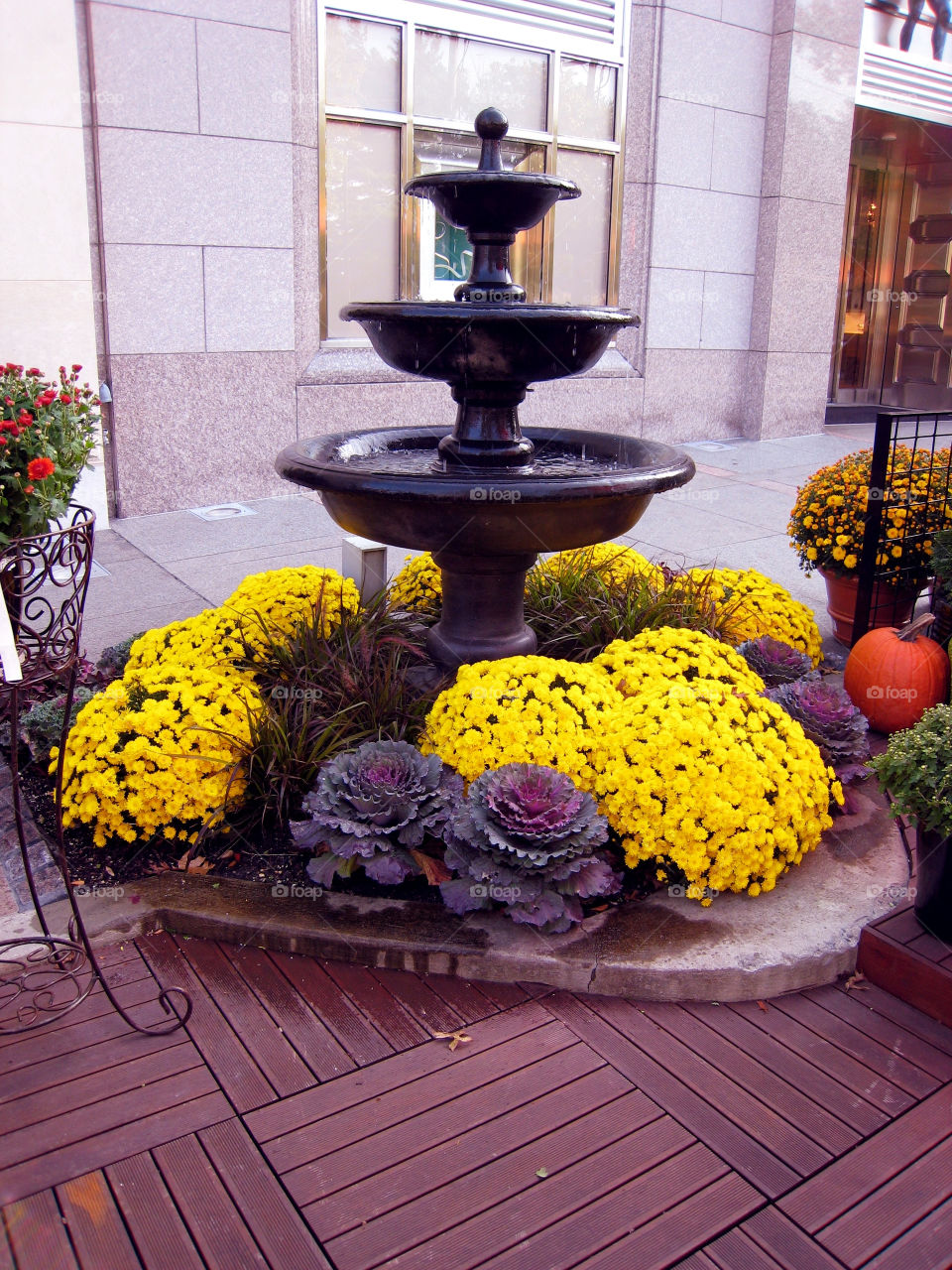 flowers fountain autumn colorful by vincentm