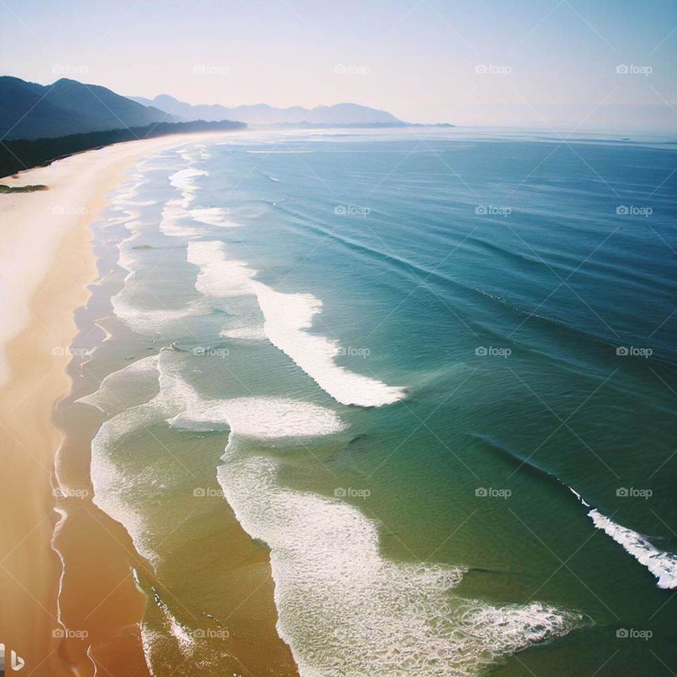 The beach, the sea, the mountains 