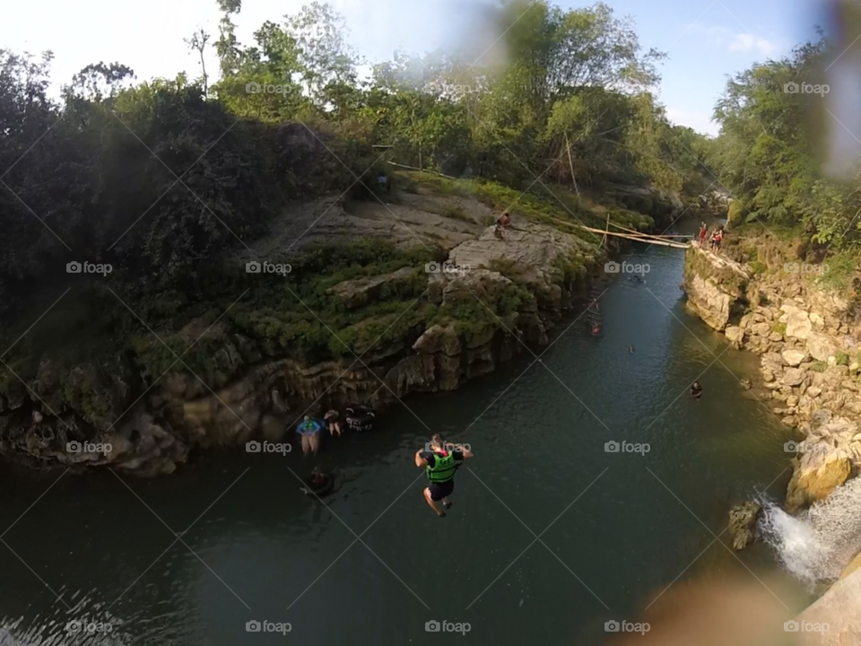 Cliff jumping in Bali Indonesia 