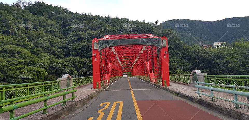 red bridge in okutama