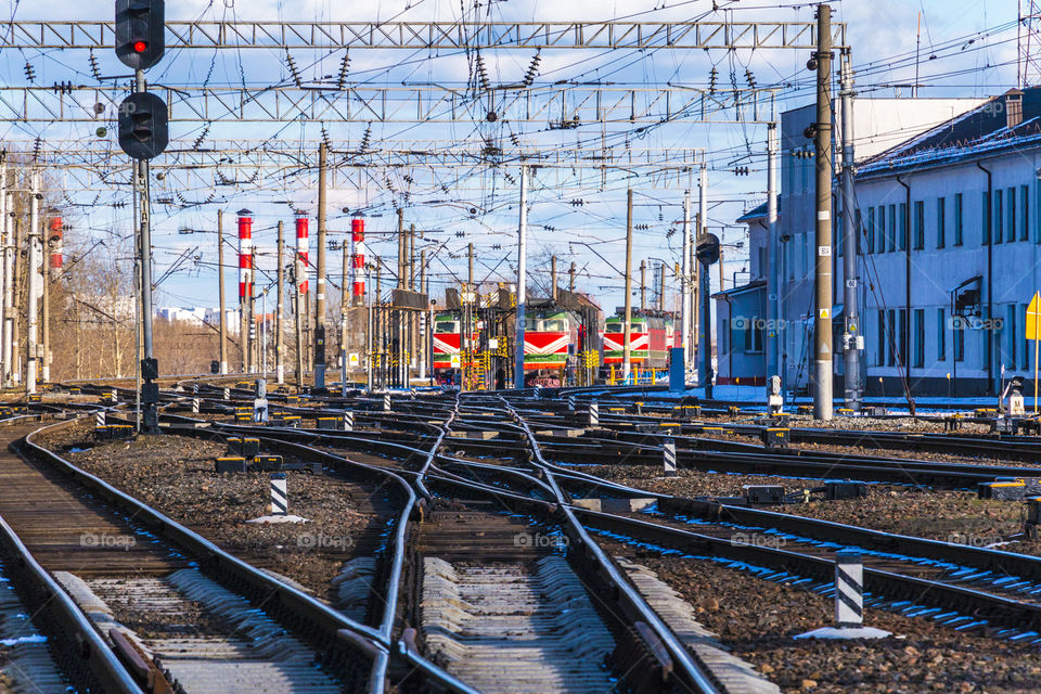 railroad tracks at the train station