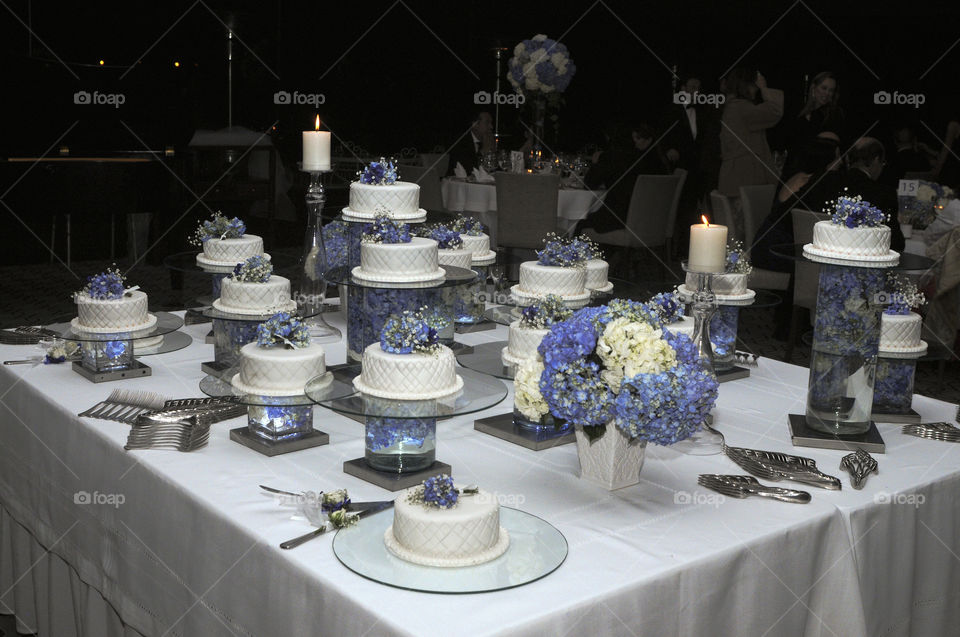 Cakes prepared and decorated table