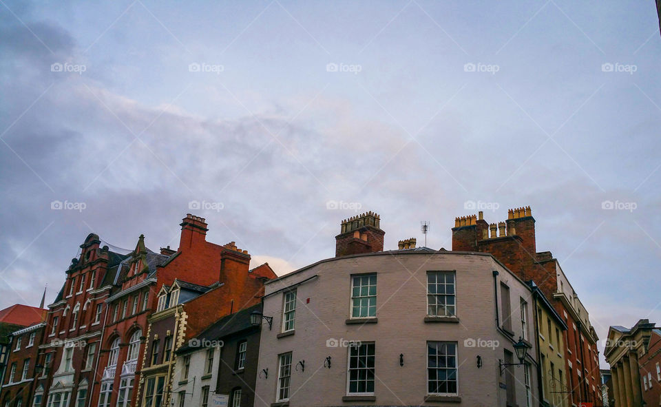 Twilight in Shrewsbury, Shropshire, England, UK