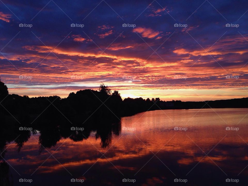 Dramatic sky over lake