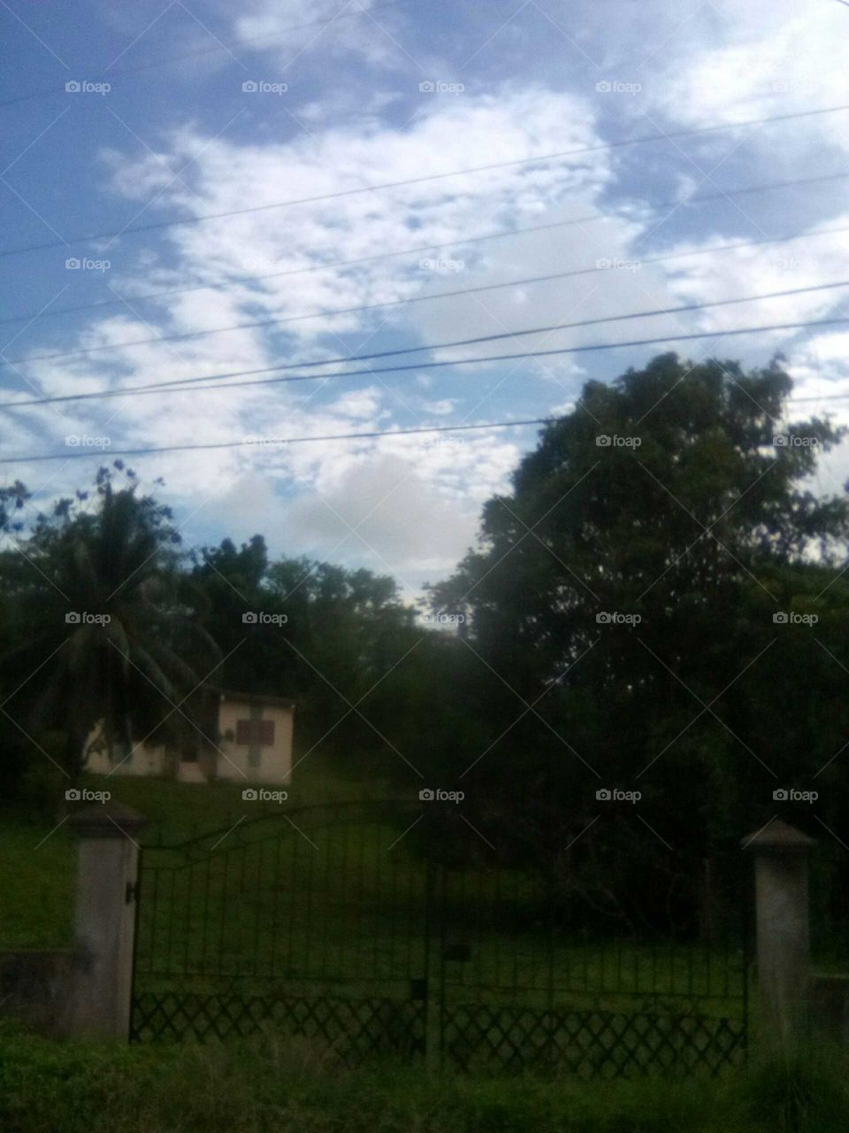 the evening is getting dark but the in the sky is so beautiful an peaceful just looking at the clouds in the sky make me   feel better .