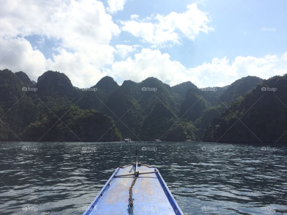 Sailing in the sea over the mountains