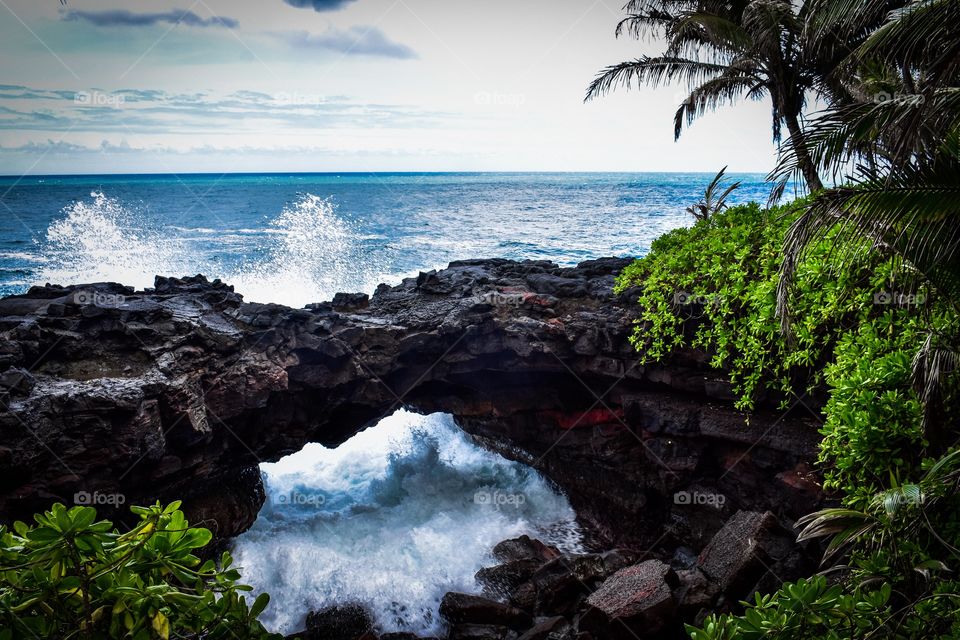 Sea arch along the red road near Kalapana, Hawaii