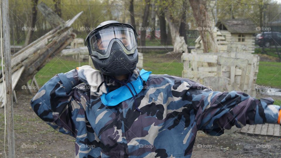 Blue paintball uniform in Ukraine
