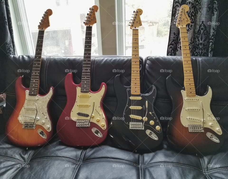 fender Stratocasters, wall of fender
