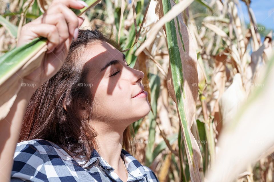 woman in corn field