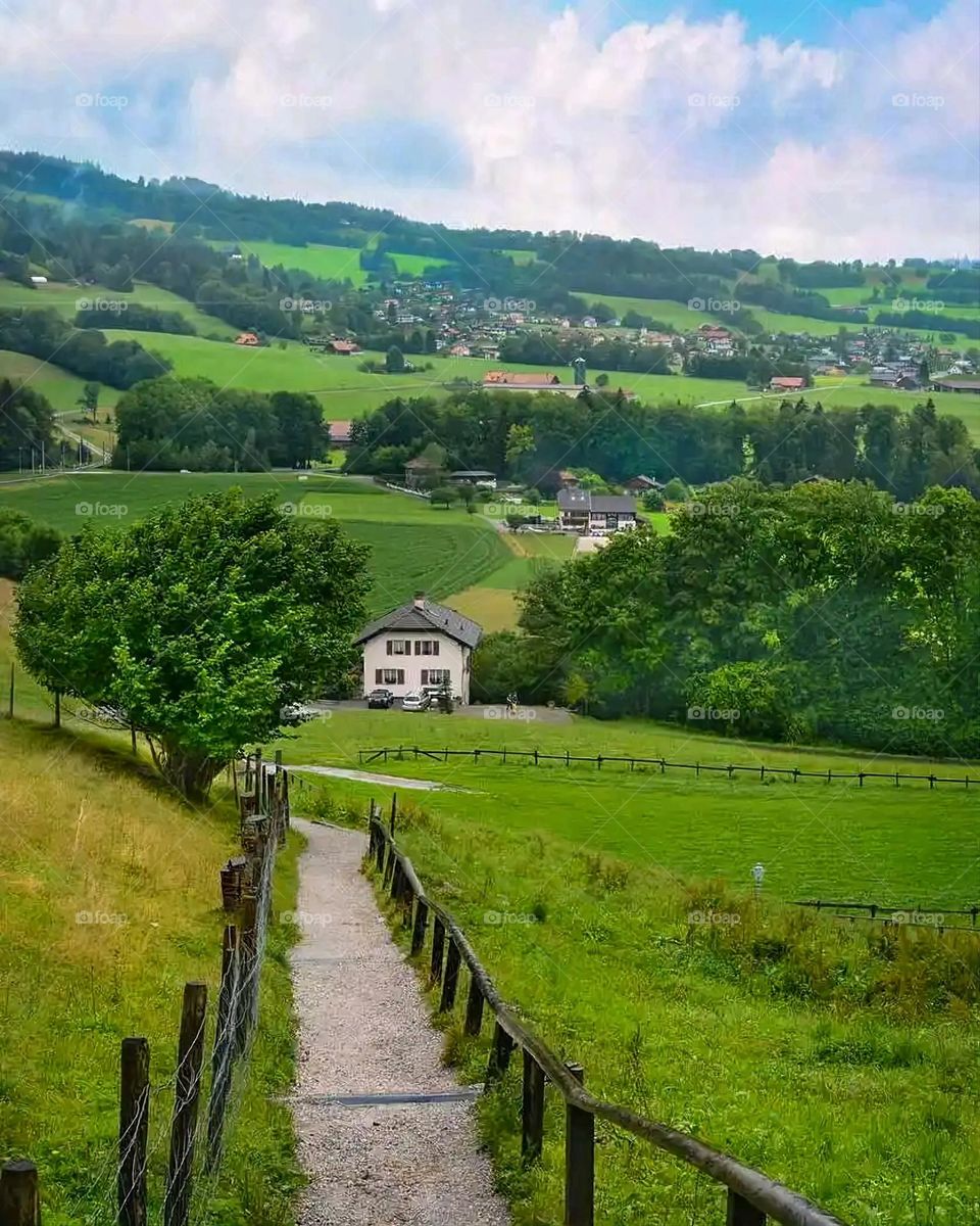 Glory be to God, the magnificent and picturesque view and the natural green trees are a view that is nothing more wonderful than it