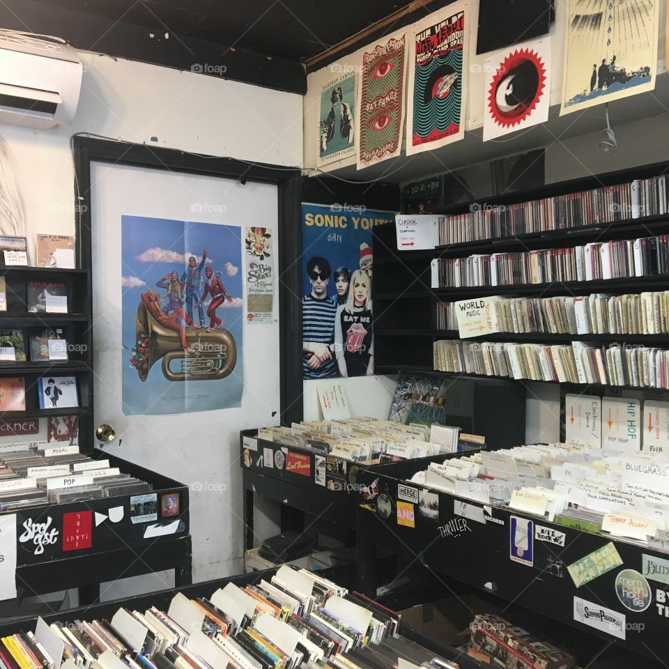 Record Shop; clustered, organized 