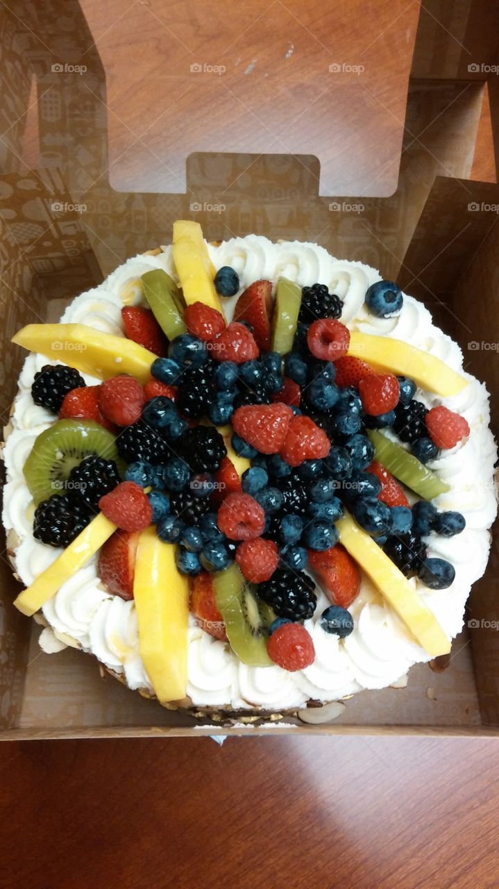 Fruit topped cake. Always someone's birthday!! Ok I'll pretend there is no cake underneath so I don't feel guilty about eating it!😉